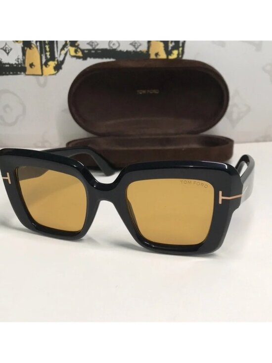 New Authentic Tom Ford TF1157 01E “Esme” Sunglasses – Shiny Black with Brown Len main image 6